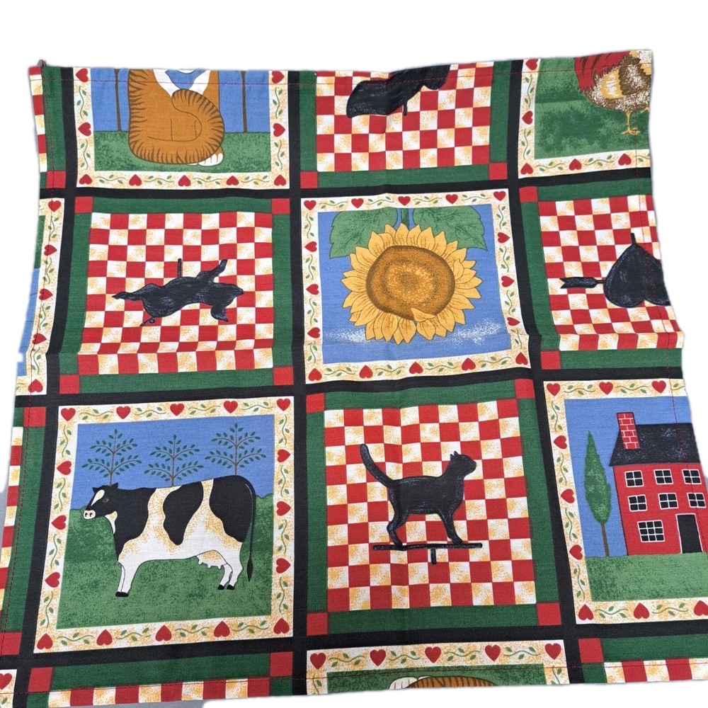 Vintage Folk Art Napkins 17x17 The Linen Source Farmhouse Lot Of 4